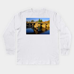 Postbridge, Clapper Bridge & East Dart River Kids Long Sleeve T-Shirt